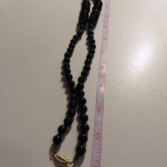 vintage 80s black stone bead necklace Chinese zodiac NWOT - Picture 8 of 10